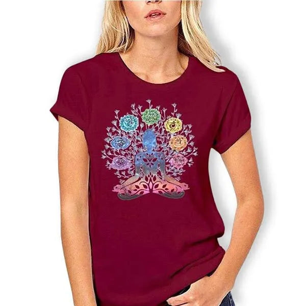 T-Shirt Bouddha Yoga Chakra - Édition Zen
