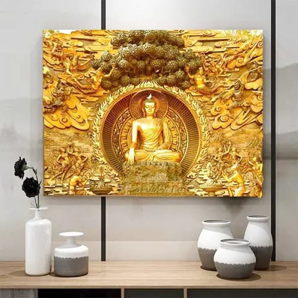 Tableau Bouddha Doré – Édition Premium