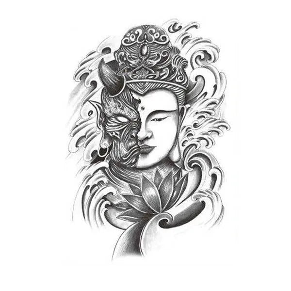 Bouddha & Oni — Tatouage Signature