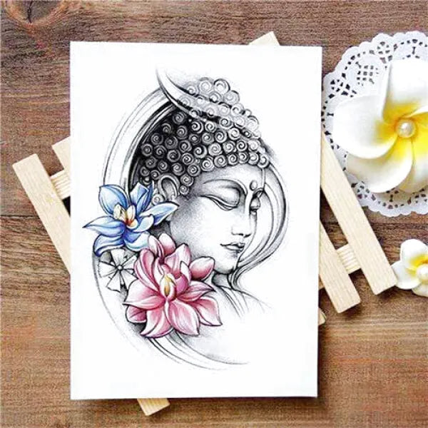 Tatouage Bouddha et Lotus Coloré — Signature