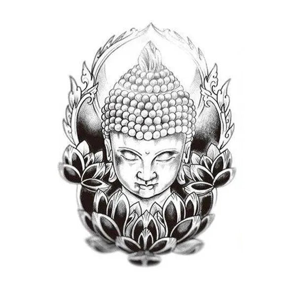 Bouddha en Cocon de Lotus — Tatouage Signature