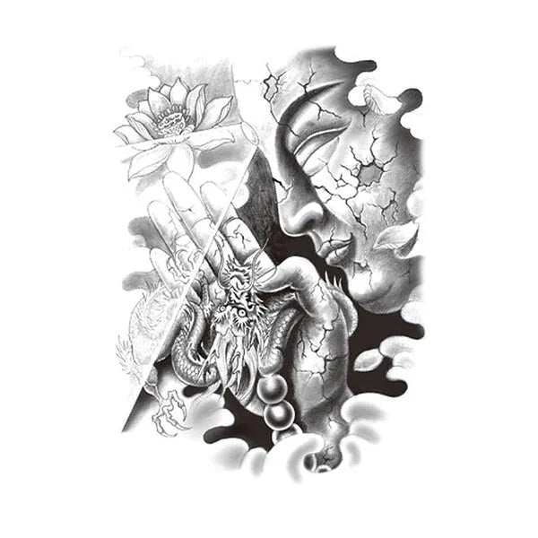 Tatouage Bouddha: Le Combat du Dragon