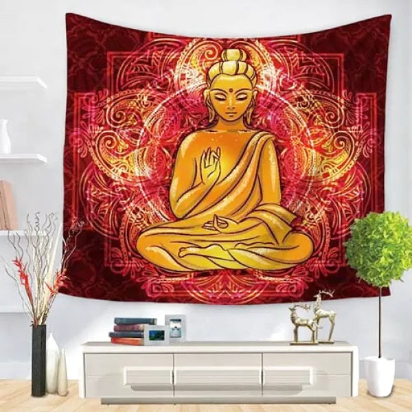 Tenture Murale Indienne – Mandala et Bouddha Signature