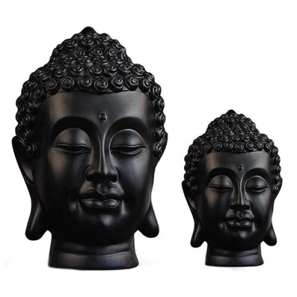 Bouddha Noir – Tête Sculptée Grande Taille