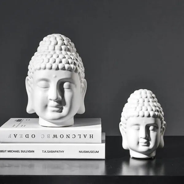Tête de Bouddha – Décoration d’Intérieur Blanche