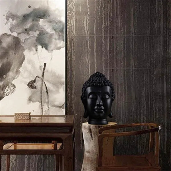 Bouddha Noir – Tête Sculptée Grande Taille