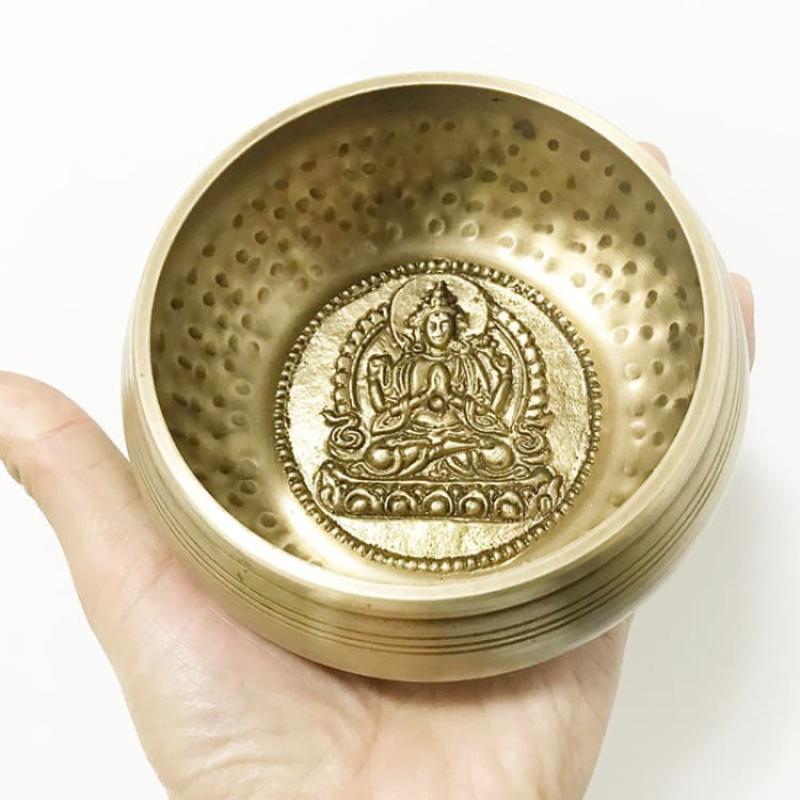 Bol Tibétain Chantant Doré — Motif Bouddha