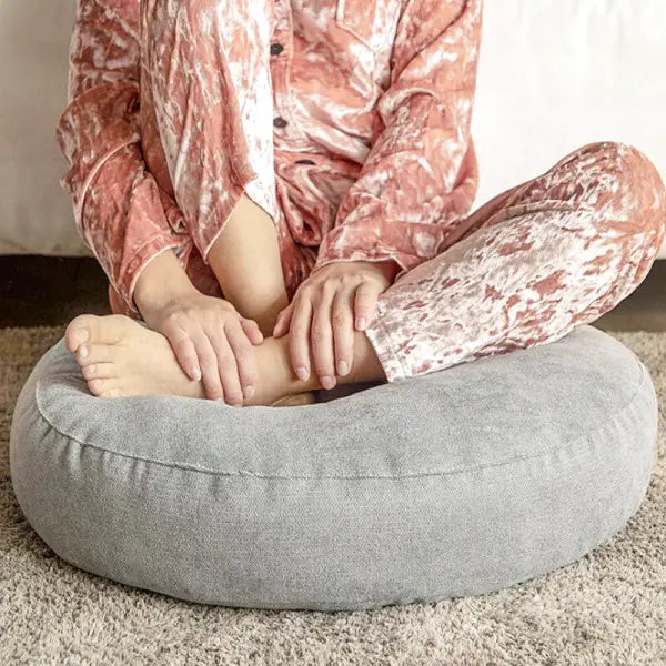 Coussin Rond de Yoga Gris - Édition Prestige